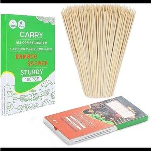 Natural Bamboo Skewers Sticks Barbecue Skewers BBQ Needle Kebab Sticks 8" 100ct